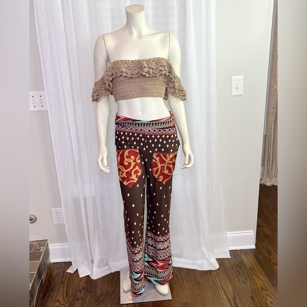 Multi colored bell bottom pants S/M